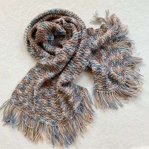 Handmade Chunky Knit Scarf Fringe Oversized Multicolor Cozy Winter Wrap